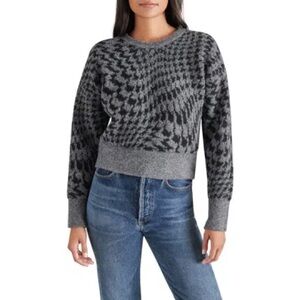 Steve‎ Madden Jacquard Boxy Sweater In Heathery Grey Size Large
